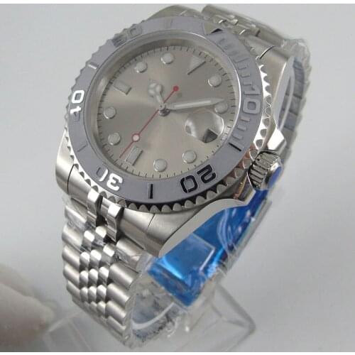 40mm sapphire glass automatic men watch calendar silver dial NH35 miyota 8215 movement ceramic bezel insert Jubilee Strap
