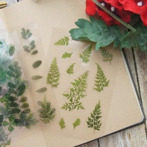 10 Sheets Green Theme Tropical Leaves Kiwi Fruit PVC Sticker As Scrapbooking DIY Gift Packing Decoration Tag