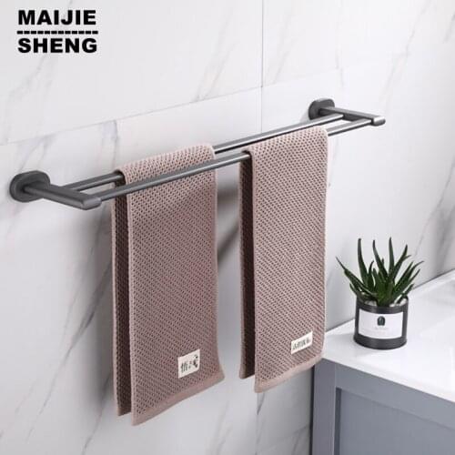 Bathroom Gun Dust Towel Rack Wall-Mounted Toilet Space Brass Towel BarStorage Rail Shelf Bathroom Accessories