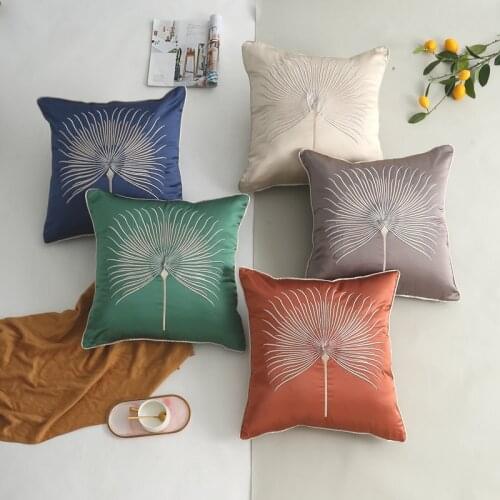 50cm Chinese satin fabric dandelion embroidered cushion cover pillowcase sofa lumbar pillow cover for backrest
