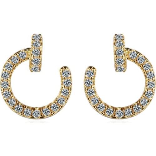 New Cute Semicircle Stars Moon Zircon Imitate Opal Stud Earrings For Women Jewelry Accessories Party Gifts Brincos SAE509