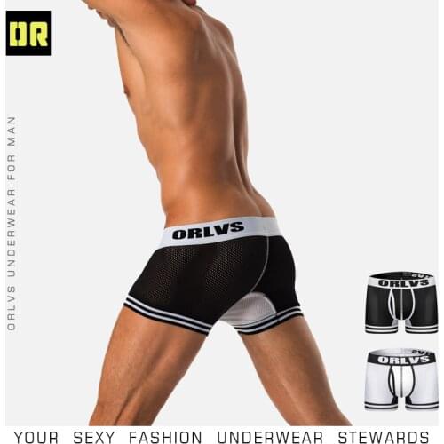 ORLVS Brand Sexy Men Boxer Soft Underwear Male Breathable Solid Panties Underpants Homme Cueca Boxershorts Male Panties Boxer