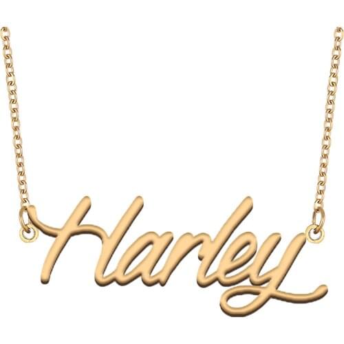 Harley Name Necklace for Women Stainless Steel Jewelry 18k Gold Plated Nameplate Pendant Femme Mother Girlfriend Gift