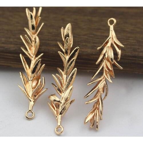 20pcs Creepers Leaf Vine Branch Pendant Charms Quality Brass Metal Gold Color DIY Bride Wedding Hair Jewelry Decora Accessories