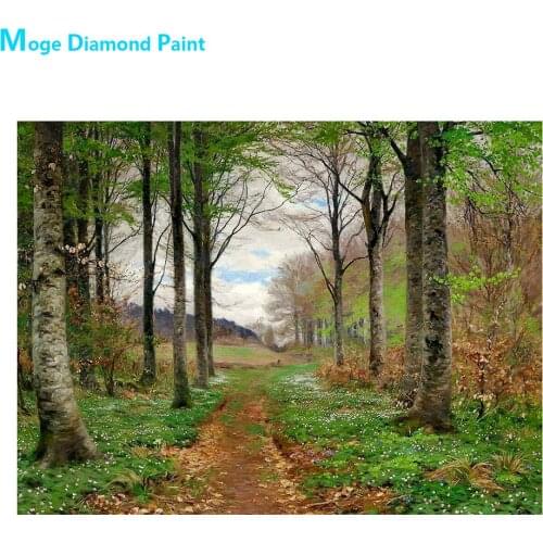 Field Forest Tree Winding Trail Diamond Painting Scenic Round Full Drill Nouveaute DIY Mosaic Embroidery 5D Cross Stitch Gifts