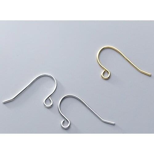 2pairs/lot 100% 925 Sterling Silver Simple Earring Hooks Dia 0.7mm Hypoallergic Wire Ear Hook Components DIY Fine Jewelry Making