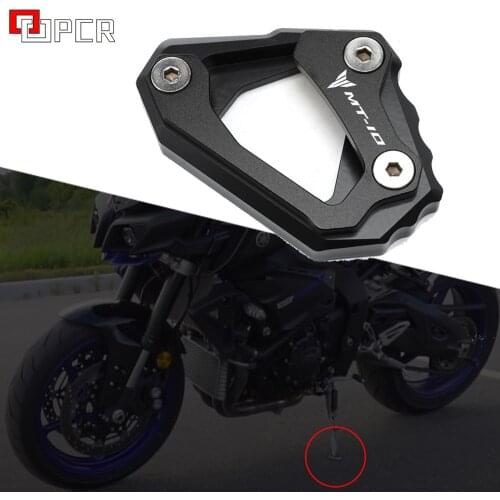 LOGO MT10 Side Stand Enlarge Plate Kickstand Extension For YAMAHA MT-10 MT 10 MT10 2016 2017 2018 2019 2020 2021