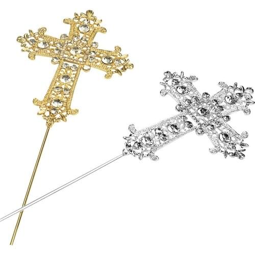 Romantic Wedding Cross Cake Topper First Communion Baby Shower Christian Party Decor Supplies for Wedding Birthday Festival