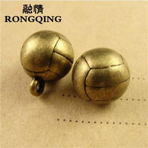 RONGQING Zinc Alloy 11*14MM Round Volleyball Keychain Pendant Accessories 40pcs/lot Bracelet Jewelry Accessories Crafts
