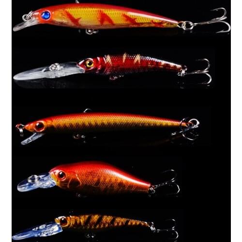 Wholesale Hot 5pcs/Lot Fishing Lures Minnow High Quality 5 Different Model Artificial Cankbait Fishing Tackle Pesca 3D Eyes