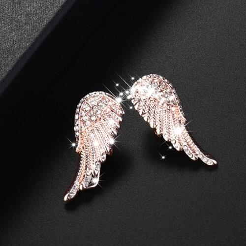 Angel Wings Ear Stud Earrings Brincos Earings For Women Fashion Jewelry Rose Gold Color Party Wedding Oorbellen
