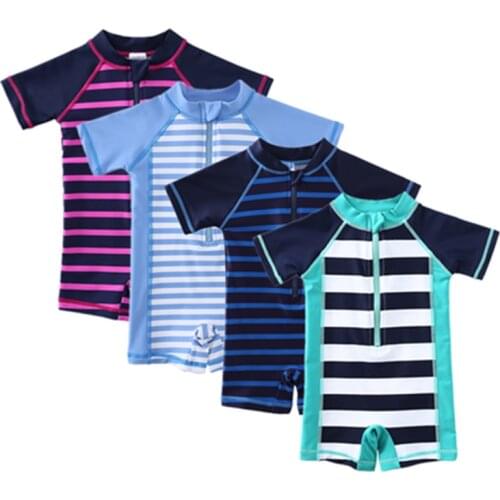 Wishere One-piece Bathers Short Sleeve Kid‘s Swimsuit Boy’s Sun Protection Swimwear Beach Bath UPF50+ Swimming Outfit