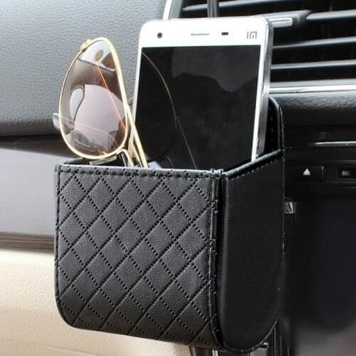 Universal Car Mobile Phone Bag PU Leather Car Auto Outlet Air Vent Trash Case Mobile Phone Holder Bag Pouch