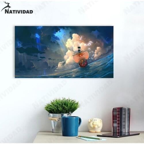 Exciting Nautical Art Print Poster Sailing Boat Sea Night View Canvas Painting Wall Stickers Bedroom Balcony Home Aesthetic Deco