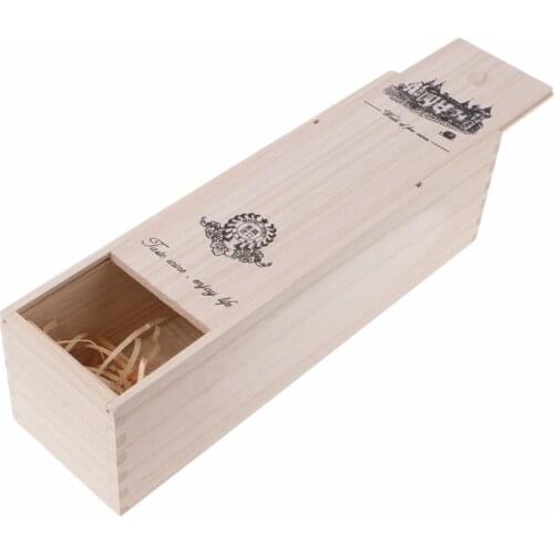 1Pc High-Quality Custom-Made Pine Wood Red Wine Packing Box Case Carrier Gift for Weeding Birthday Banquet