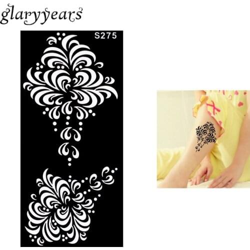 1 Piece Beauty Black Flower Henna Tattoo Stencil Painting Template Body Leg Art Design Henna Tattoo Stencil 2019 New Arrive S275