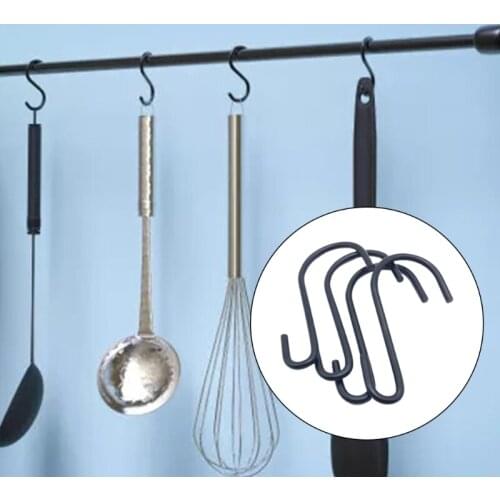 M68E 10Pcs Black Coating S Shaped Hanging Hooks Home Storage Utility Metal Hangers