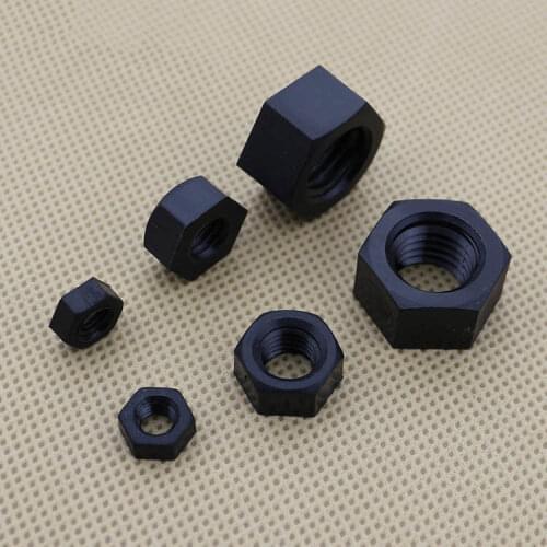 100Pcs M8 B Black Nylon Hex Nut DIN944 Plastic Hexagon Nuts Metric Plastic Free Shipping