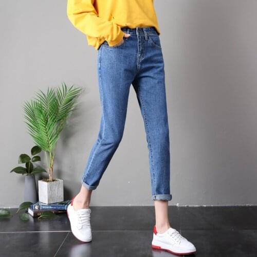 2020 Winter High Waist Denim Washed bleaching Pencil Mom Boyfriend Jeans For Women Plus Size Skinny Female Jeans Women 25 33 34