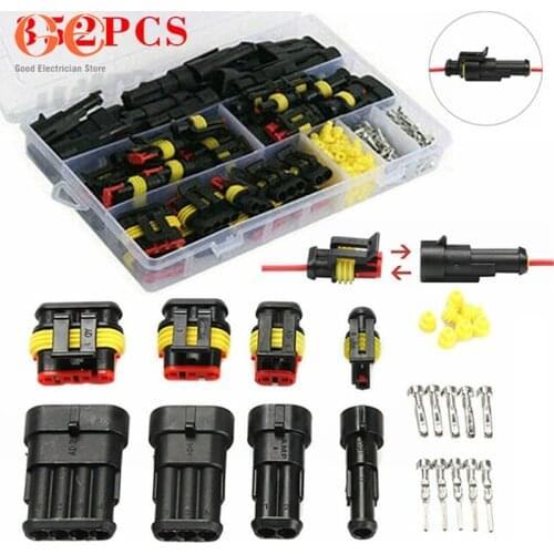 352pcs Auto Car Electrical Wire Connector Plug 1/2/3/4 Pin Way Waterproof Dustproof Kit Set butt plug terminal block