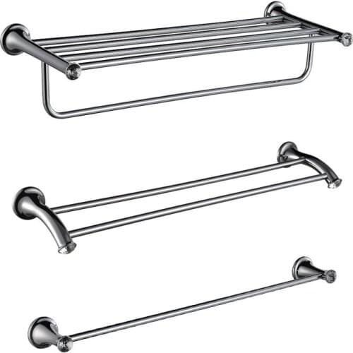 Bathroom Hardware Accessories Long Double Towel Bar Rack Holder Shower Bath Hanger Crystal Luxurious