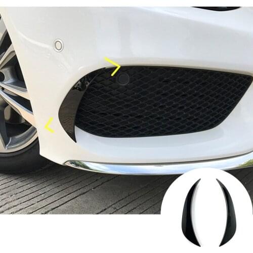 Black Front Bumper Spoiler Air Vent Cover For Mercedes Benz C Class W205 S205 2014-2018 2pcs Car Decoration Car Trim