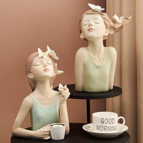 Butterfly Girl Decoration Resin Figure Sculpture Statue Nordic Home Decoration Living Room Bedroom Decoration Accessories Gifts