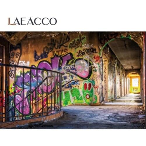 Laeacco Photography Backgrounds Grunge Dark Warehouse Graffiti Room Interior Photographic Backdrop For Photo Studio