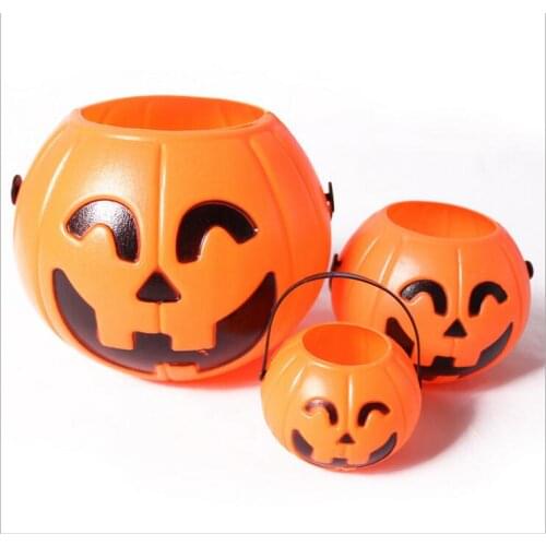 Halloween Decoration Props Smile Face Pumpkin Candy Bags Basket LED Lantern Craft Ornament S M L size Available