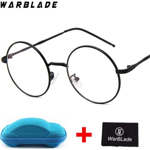 Korean Glasses Frame Retro Full Rim Gold Eyeglass Frame Vintage Spectacles Round Computer Glasses Unisex NO Degrees with box