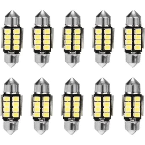 Mayitr 10pcs 31mm 2835 8LED 6000K Canbus Car Festoon License Plate Map Dome Door Light Bulb