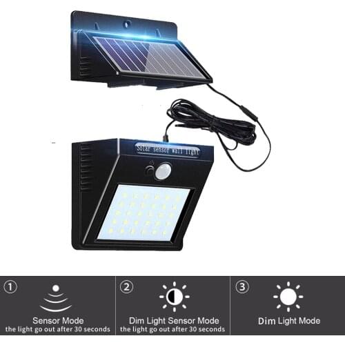 30 LED Solar Powered PIR Motion Sensor Wall lamp Human Body Infrared Light Outdoor Waterproof Home Garden Security Lightsoptiona