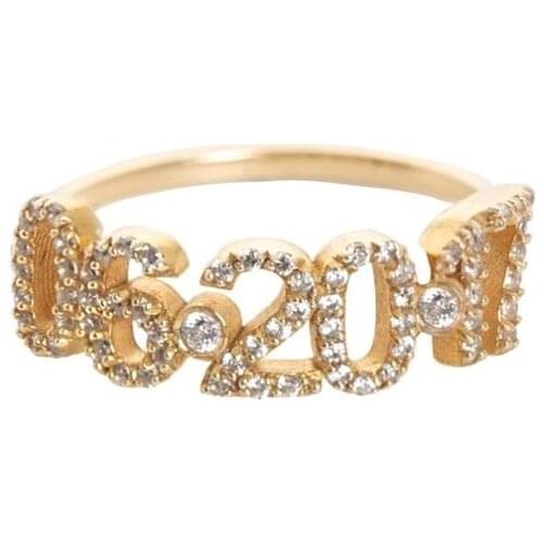 2020 New 6mm Zircon Letter Ring Women Custom Name Ring Personalized Date Ring Christmas Gift Rose Gold Silver