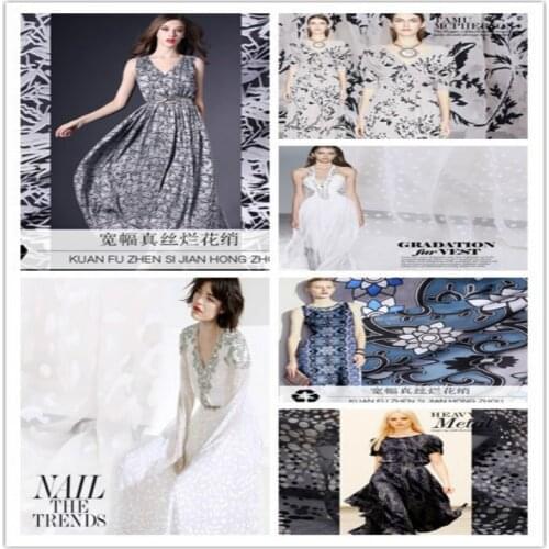 New Opal-Finished Georgette Crepe Fabric Jacquard Mulberry Silk Clothing Dress Handmade DIY Silk Fabric/0.5M