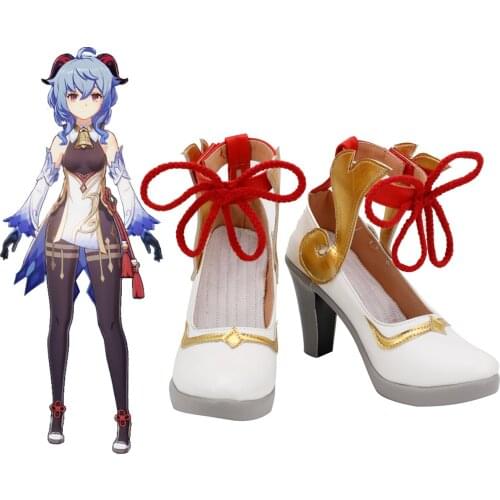 Genshin Impact Ganyu Cosplay Shoes High Heel Boots Custom Made Any Size for Unisex