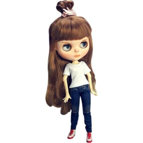 11.5" Doll Clothes For Blythe Clothes White T-shirt Tank Jeans Pants Denim Trousers For Blythe Doll Outfits 1/6 Accessories Toys