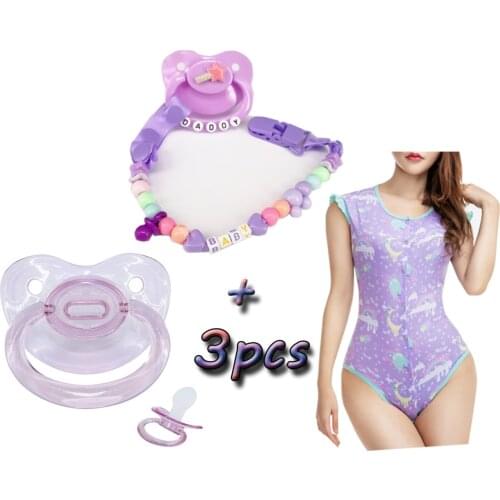 3pcs DDLG adult diaper lover special buttons ABDL adult baby silicone nipple transparent jelly color BAP free bebe nipple chain