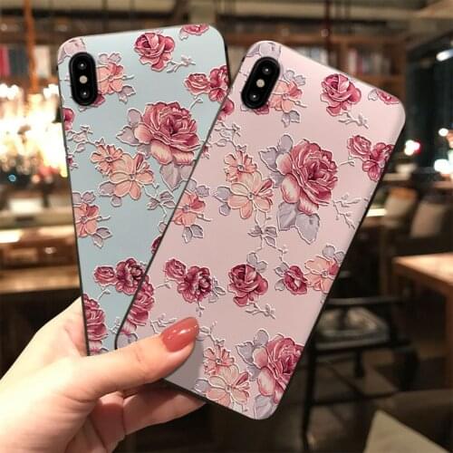 Hot Floral Phone Case for iPhone XS MAX XR Capa Flower Soft TPU Back Cover for iPhone X 8 7 6S 6 Cases OPPO R15 R17 Cases Coque