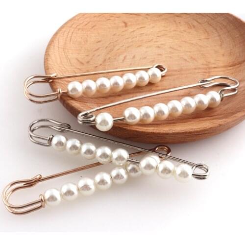 Silver/rose gold Color Pearl Safety pins Beautiful Fashion Design Brooch Decoration pins for clothes Garment Earring 10pcs