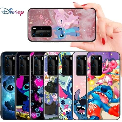 Disney Cartoon Animation Lilo Stitch For Huawei Mate 10 20 X 30 40 RS Lite 5G P Smart S Z Pro Plus TPU Silicone Black Phone Case