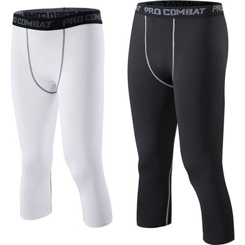 Sports Tights Mens Explosive Fitness Running Quick-Drying Cropped Pants Basketball Leggings