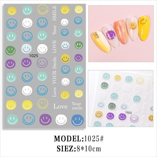 Smile Face Nail Sticker Star Rainbow Love Pattern Lovely Stickers For Manicure DIY Nail Sticker Decals 1021#-1028