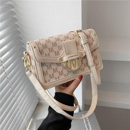 Vintage Letter Print PU Leather Small Crossbody Shoulder Bags For Women Designer Brand Hih Quality Three Compartments Flap 2021