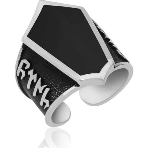 Tevuli 925 Sterling Silver Göktürkçe ''Türk'' Written Male Ring
