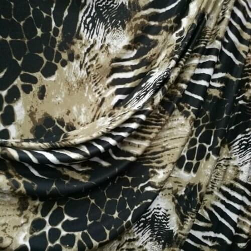 Elasti Ice Silk bottom leopard print zebra printed cloth fabric For Sewing pajamas suspenders skirt trousers DIY Material 1M