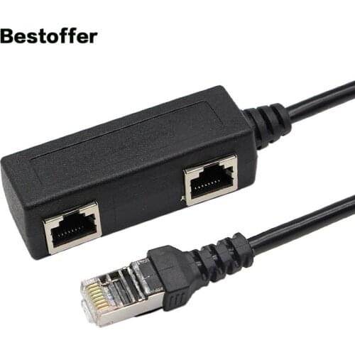 20cm 1 RJ45 Male to 2 RJ45 Female High Speed Network Extension Splitter Cable
