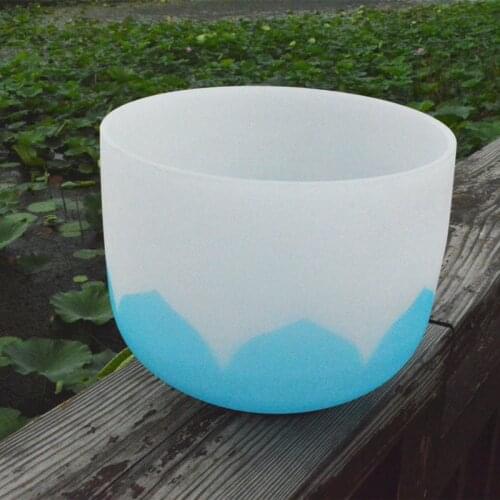 HF 11 inches Frosted Crystal Singing Bowl With Lotus Symbol CDEFGAB For Yoga or Thinking