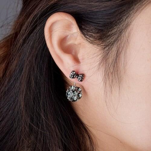 Fashion Austrian Crystal Bow Earrings For Women 2018 Popular Rhinestone Stud Earrings Jewelry Female Brincos Wedding Earings