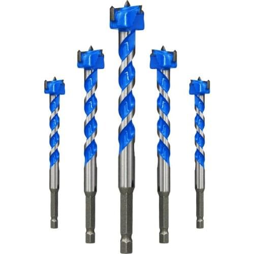 1/5PCS Woodworking Hole Opener Drilling Pilot Holes 16/18/20/22/25MM Thread Lengthen Carbide Drill Bit Wood Drilling Hex Handle