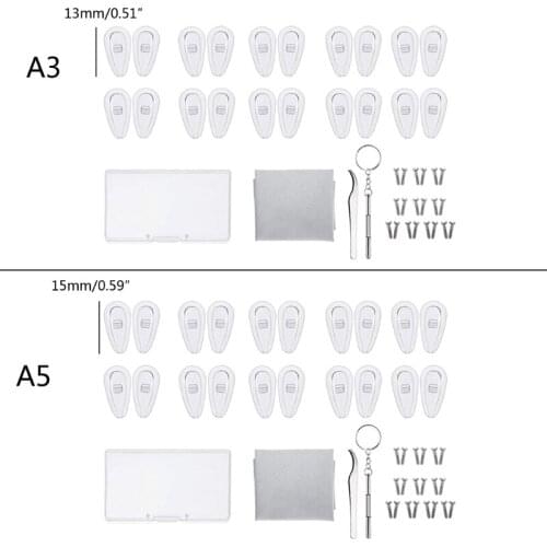 10 Pairs Push-in Eyeglass Nose Pads Soft Silicone Anti-Slip Air Chamber Eyeglasses Sunglasses Nose Pads Repair Tools Kit 066F
